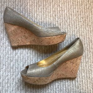 NINE WEST GOLDEN WEDGE HEEL- size 6.5